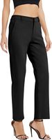 Pantalon décontracté pour femme, coupe droite classique, taille élastique, devant plat, confortable, avec poches, longueur intégrale, motif uni