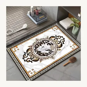 Traditional Chinese craftsmanship and modern style diatomaceous earth mats White gold lotus pattern 9X12 specifications
