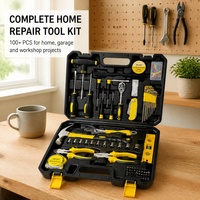 Kit d'outils à main 98 pièces pour la maison et la réparation domestique, comprenant clé à douille, tournevis, marteau, pinces - Vente en gros OEM - Direct Usine