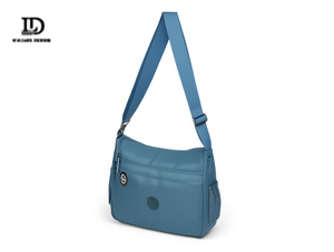 Bolso de hombro de tela lavada para mujer Ld, con una sola correa, cierre de cremallera, uso diario, azul - Product Image 1