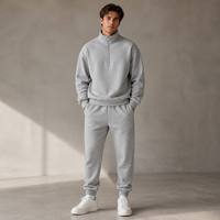 Ensemble de survêtement unisexe personnalisé en molleton de coton épais, sweat-shirt à col zippé et pantalon de jogging
