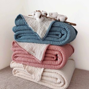 Custom Size Soft 4 Layer Cotton <strong>Throw</strong> Lightweight Blanket Gauze Rustic Muslin Bed Cover - Product Image 1