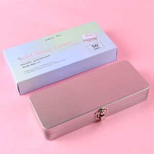 Caja de hierro de alta calidad, juego de pinturas de acuarela sólidas nacaradas brillantes, pintura de acuarela metálica con purpurina personalizada - Product Image 2