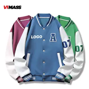 Wholesale Cotton Blue Logo Print Jacket Letterman Unisex Outdoor Blank Custom Men's Varsity Jacket