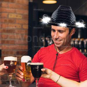 Cowgirl Cowboy LED Light <b>Hats</b> Sequin Cap Waterproof Back School Ramadan Christmas Halloween Costume Cosplay <b>Wedding</b> Party Bulk - Product Image 2