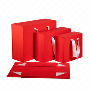 Ready to Ship <strong>Red</strong> Folding Magnetic Closure <strong>Box</strong> Lunar New Year Client Christmas Premium Packaging Paper Cardboard Gift Boxes - Product Image 1