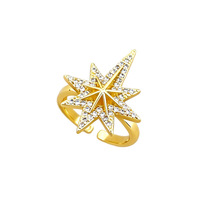 Bague ajustable en laiton étoile à huit branches style dessin animé minimaliste pour femme et couple, certifiée GRA, électroplaquée