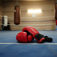 Par de Guantes de Boxeo Rojos para MMA, 12 oz, Cuero Artificial de PVC, Uso Adulto, Personalizables, Ajuste Universal, EVI211, OEM de Pakistán