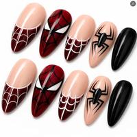 Ongles press-on acryliques faits main personnalisés pour Halloween, style Y2K Punk, carrés courts, avec décorations en strass rouges, cœurs, étoiles et flammes, à coller