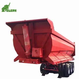 Dapat disesuaikan 3 as roda 60 ton U bentuk Tipper semi-trailer Dump Truck Trailer dengan HYVA silinder