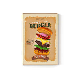 Cartel comercial de hamburguesa, pintura de comida, <span class=keywords><strong>Pizza</strong></span>, pollo frito, restaurante occidental, decoración de fondo de pared, núcleo de pintura - Product Image 5