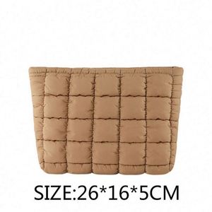 2024 Custom Logo Winter Down Cotton Soft Light Weight Nylon Puffer Puffy Fluffy Quilted Makeup Cosmetic <b>Bag</b> Travel Make up - Product Image 2