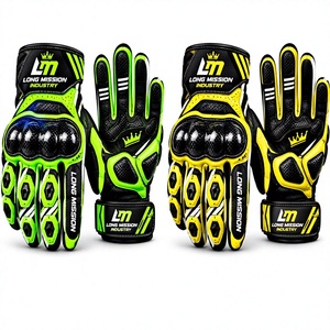 Gants de moto sportifs Long Mission Industry en cuir respirant, longueur poignet, écologiques, quatre saisons, jaune-vert - Product Image 2