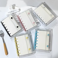 Protège-cahier à anneaux A7 en PVC souple transparent multicolore avec bouton-pression, vente directe usine