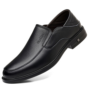 Mocassins en cuir véritable pour hommes, chaussures d'affaires décontractées à bout rond et semelle souple, automne - Product Image 4