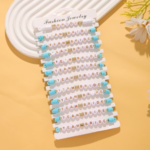 Team Bride <b>Bracelet</b> Set Polymer Clay Heart Letter Wedding Jewelry Fashion <b>Beaded</b> <b>Bracelets</b> - Product Image 1
