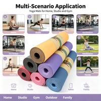 Matras Yoga Pilates Studio Gym Rumah Fitness TPE Logo Kustom 6mm Anti Selip Tahan Air