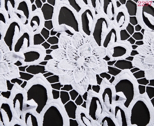 Nouvelle dentelle guipure blanche africaine <span class=keywords><strong>2021</strong></span> avec pierres, dentelle à trous, dentelle à cordon de haute qualité pour mariage nigérian 2297 - Product Image 2
