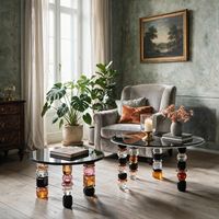 Table basse de luxe en verre cristal de style européen, avec pieds découpés à la main, design de créateur, pour décoration intérieure, table d'appoint de canapé de salon ZiYi
