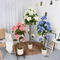 Plante d'hortensia artificielle en pot, arbre fleuri réaliste, décoration de salon, ornement d'intérieur, fausse verdure