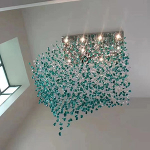 Hiện đại sang trọng màu xanh lá cây hình thủy tinh nghệ thuật Đá ThủY Tinh Đèn chùm sang trọng Đèn chùm trang trí thả ánh sáng - Product Image 2