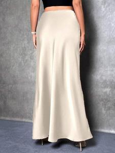 Nuova Moda 2026: Gonne da Donna Eleganti e Traspiranti, Nere, a Vita Alta, in Raso, Lunghezza Midi, per Primavera - Product Image 2