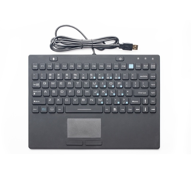 Industrial Waterproof Silicone Keyboard with Built-in Touchpad Ideal for Medical Food Processing and Cleanroom Use