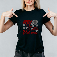 Transferts thermocollants personnalisés en strass pour la Saint-Valentin, motifs en strass pour t-shirts