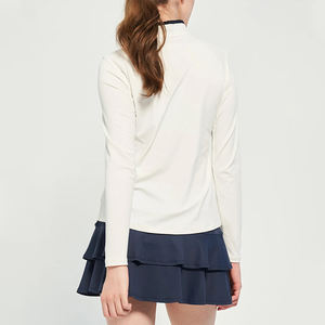 Özel Logolu Tenis Kıyafeti Antrenman 1/4 Fermuarlı Uzun Kollu Gömlek Etekli Şort 2 Parça Set Golf Tenis Eteği Kadınlar İçin - Product Image 2