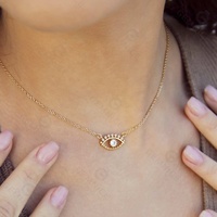 Gemnel nouveau design Collier pendentif en argent sterling 925 plaqué or pour bijoux câble lien diamant mauvais œil