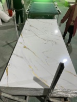 Panneau mural en PVC marbré ignifuge de qualité commerciale 3,2 mm, imperméable et facile à nettoyer pour l'intérieur des bureaux