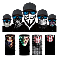 Bandana elastis tanpa jahitan motif tengkorak untuk bersepeda, dapat dikustomisasi warna oranye, penghangat leher