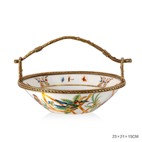 Vintage fleur et oiseau motif décor à la maison luxe cuivre porcelaine Vase pot plateau ornements de haute qualité intérieur décoration de la maison