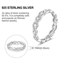 MULA Bague en argent sterling 925 avec double couche de zirconium blanc Bijoux classiques pour mariage, fiançailles ou cadeau de fête