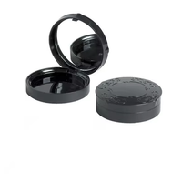 Étuis à poudre ronds avec boîte à fard à paupières noire en plastique miroir Emballage cosmétique Blush on case
