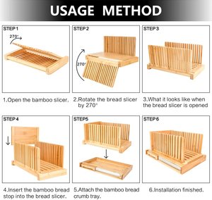 Tabla de cortar pan de madera de bambú ajustable de alta calidad, rebanador de pan con cuchillo y bandeja de migas, fabricación en china - Product Image 3