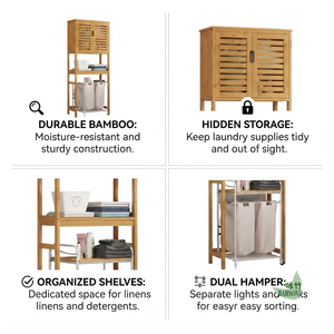 Mueble de Baño Vertical de Bambú para Colocar Sobre el Inodoro, con Múltiples Niveles de Almacenamiento, Organizador para Baño y Ducha - Product Image 2