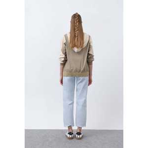 Chaqueta Bomber para Mujer, Manga Larga, Tejida, Color Negro Otoñal, Detalle de Cremallera - Product Image 1