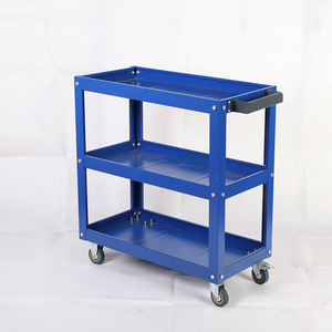 Factory Bulk Sale 3 Layer Steel Heavy Duty Silent Tool Cart <b>Flat</b> <b>Trolley</b> Custom Industrial Warehouse Workshop Transport <b>Trolley</b> - Product Image 3