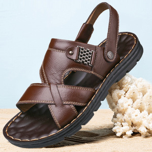 Nouvelles sandales d'été <span class=keywords><strong>pour</strong></span> hommes en cuir de vachette, à semelle souple, confortables et tendance, style décontracté à bout ouvert - Product Image 3