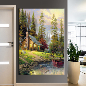 Pintura <span class=keywords><strong>de</strong></span> paisaje <span class=keywords><strong>de</strong></span> estilo chino <span class=keywords><strong>de</strong></span> alta calidad, estilo moderno y sencillo, pinturas al óleo <span class=keywords><strong>de</strong></span> paisaje <span class=keywords><strong>de</strong></span> pueblo grande - Product Image 2