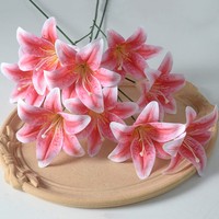 Künstliche 3-köpfige Klebeband-umwickelte Lilien, 3D-gedruckte Weichplastik-Hochzeitsdekoration, Blumenwand, Kunstblumen, Fotorequisiten, China
