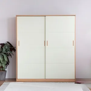 E7041 armário de madeira, estilo nórdico, madeira, guarda-roupas, porta deslizante branca, quarto