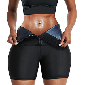 Pantaloncini da sauna da donna a vita alta, modellanti per il controllo della pancia, con chiusura termica che trattiene il calore, per allenamento e sollevamento glutei - Product Image 1