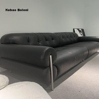 Canapé en cuir véritable de vachette de style rétro français confortable et écologique avec remplissage en éponge pour le salon de la villa