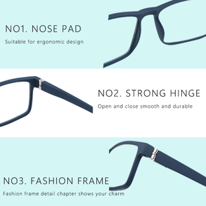 แว่นตาอ่านหนังสือแฟชั่นพลาสติกสำหรับผู้ชายรุ่นใหม่ปี 2026 ป้องกันแสงสีฟ้า สำหรับสายตายาว เลนส์ใส บานพับสปริง - Product Image 2