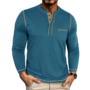 Chemise à manches longues pour homme, couche intérieure, manches longues, décontractée, sportive, coupe ample - Product Image 1