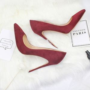 All'ingrosso donna estate viola & giallo camoscio tacco alto pump traspirante Slip-On chiusura <span class=keywords><strong>tacchi</strong></span> sottili per matrimoni - Product Image 4