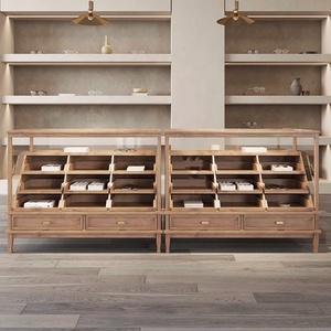 Thanh Lịch Ngăn Kéo Ngực Bằng Gỗ Hiển Thị Tủ Đảo Truy Cập Tùy Chỉnh Cửa Hàng May Mặc Quần Áo Giày Đứng Giá Cho Quần Áo Cửa Hàng - Product Image 3