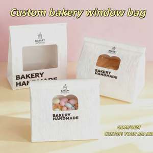 Sac à pain personnalisé réutilisable en papier blanc avec fenêtre transparente de qualité alimentaire, logo personnalisé, pour pain de mie, sac de boulangerie écologique - Product Image 2